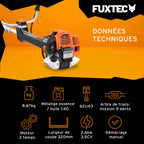 Débroussailleuse thermique FX-PS162 62 cm³ 3,5 CV système antivibration 2 en 1 coupe bordure tête fil et lame 3 dents