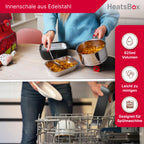 Elektrische Lunchbox mit Akku und App-Steuerung, 925 ml Edelstahl-Innenschale, auslaufsicher, 100 Watt