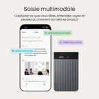 Enregistreur vocal IA Note Pro avec transcription automatique 64 Go Bluetooth 50 h d'enregistrement étui magnétique inclus