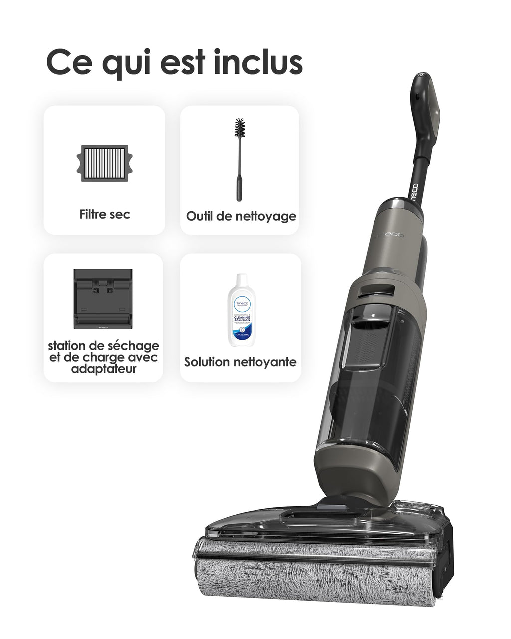Aspirateur laveur sans fil Floor One i6 Stretch 20 kPa 180° 40 min avec station de séchage