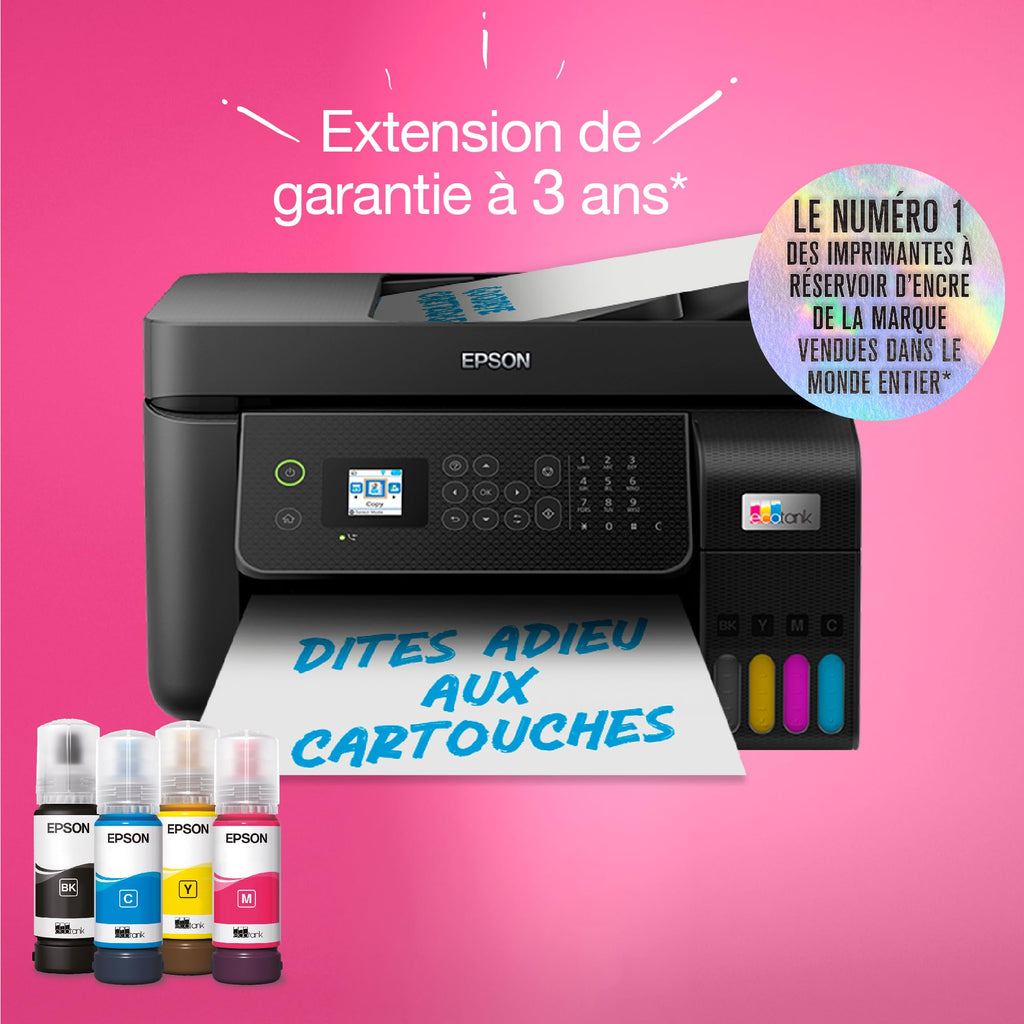 Imprimante multifonction A4 EcoTank ET-4800 Wi-Fi avec réservoirs d'encre chargeur automatique de documents et fonction impression copie scan