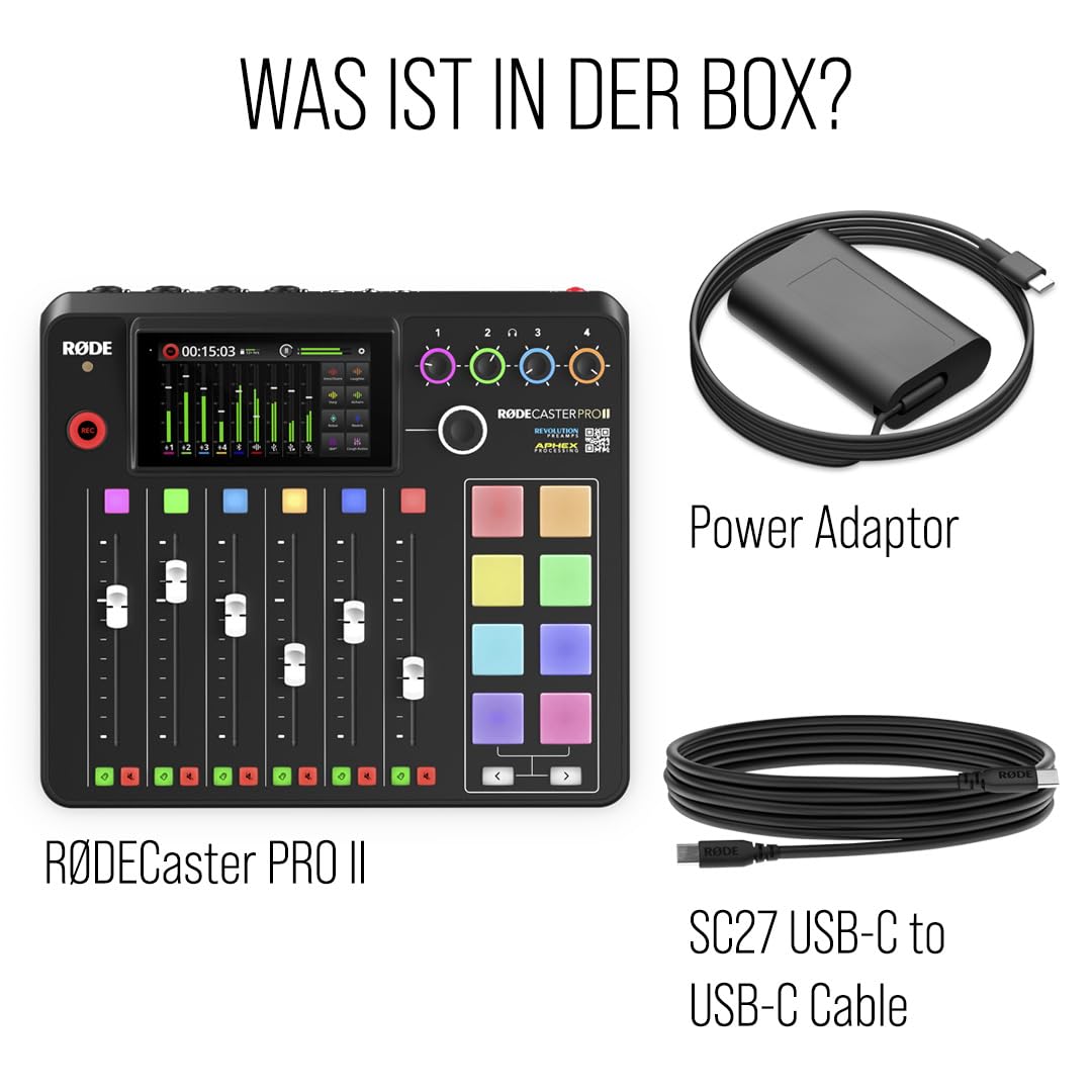 Podcast Produktionsstudio Pro II 9 Kanäle 4 Combo-Eingänge Dual USB-C Bluetooth 8 SMART Pads