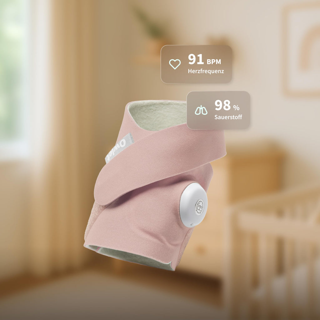 Babyüberwachungssocke mit App Dream Sock 0–18 Monate Herzfrequenz Sauerstoffwerte Schlaftracking Echtzeit-Benachrichtigungen Rosa