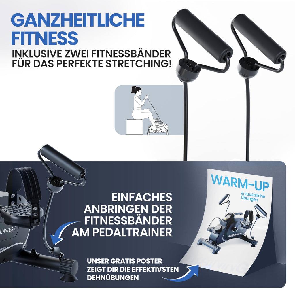 Pedaltrainer PRO Set mit Fitnessbändern, TÜV/GS geprüft, bis 210 kg, gelenkschonend