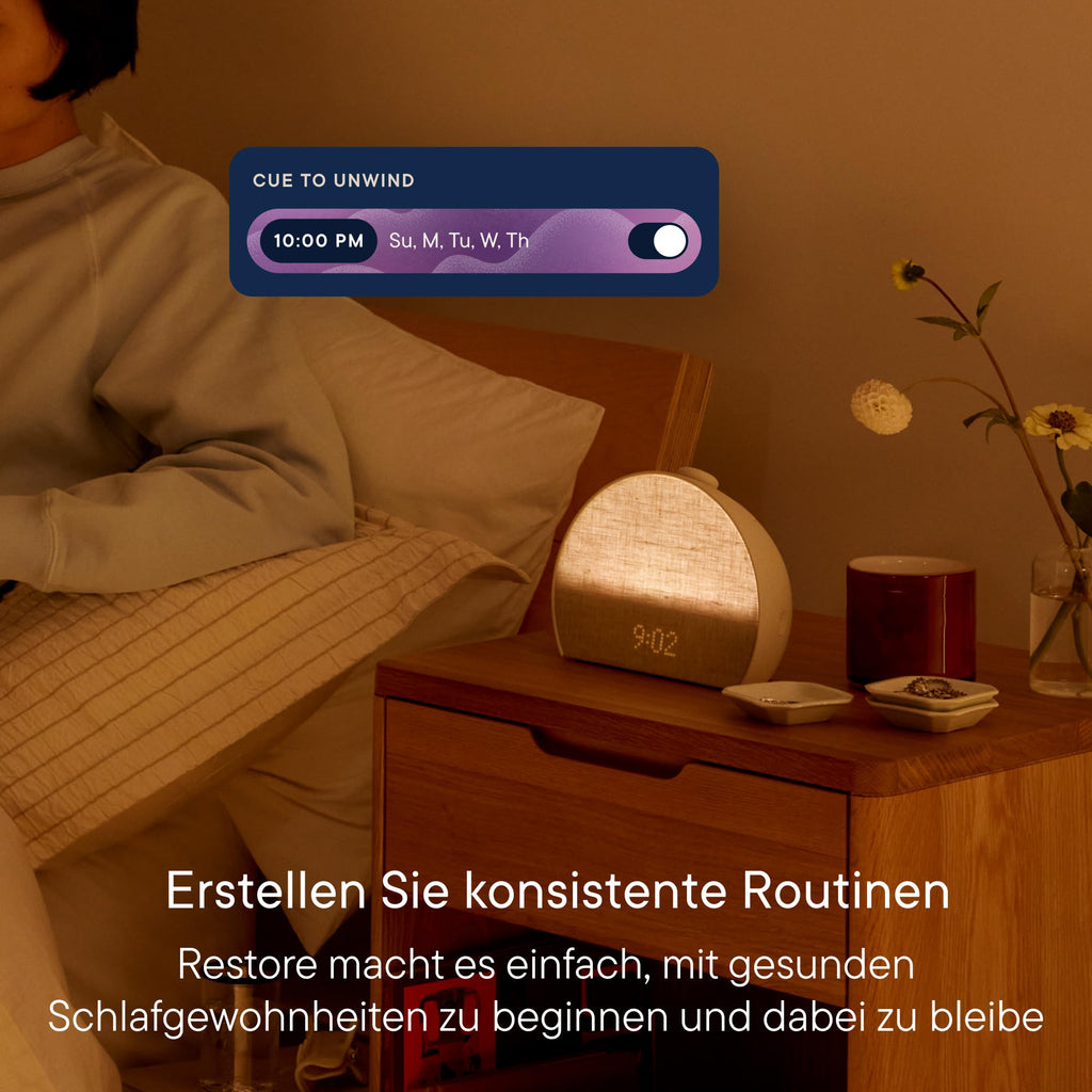 Sonnenaufgangswecker Soundmaschine Restore 3 smartes Licht über 80 Schlafklänge Bluetooth dimmbares Display Sonnenaufgangssimulation Weiß