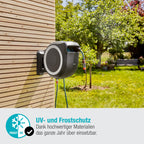 Wand-Schlauchbox RollUp L mit 30 m Schlauch, schwenkbar und frostsicher, inkl. Reinigungsspritze und Brause