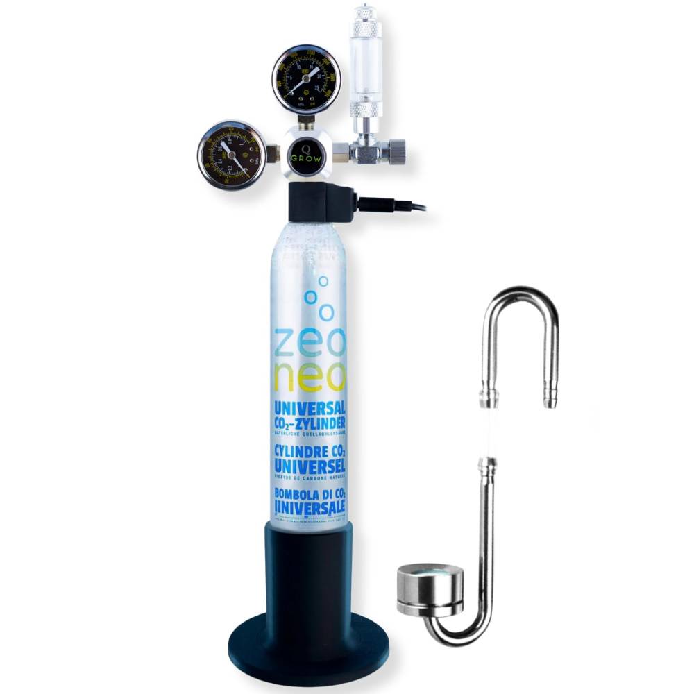 CO2 Anlage Aquarium Komplettset mit 425 g CO2 Flasche Druckminderer Diffusor Dauertest für Aquarien 20 bis 1000 L