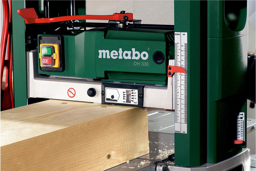 Dickenhobel DH 330 mit 1800 W und HSS-Messern, mobile Hobelmaschine mit Handkurbel und Absaugstutzen