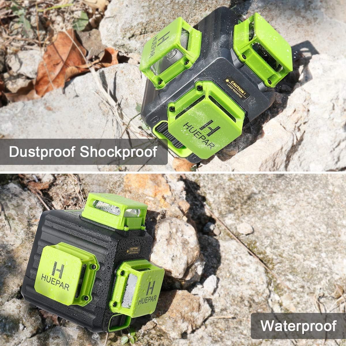 Niveau laser vert autonivelant B03CG Pro 3 x 360° avec batterie rechargeable Li-ion 5200mAh USB-C mode pulsé et étui de transport