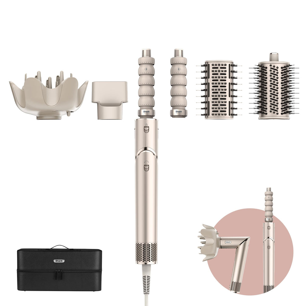 Air styler et sèche-cheveux FlexStyle HD446SLEU 5-en-1 avec boucleurs automatiques brosse plate brosse ovale diffuseur et concentrateur