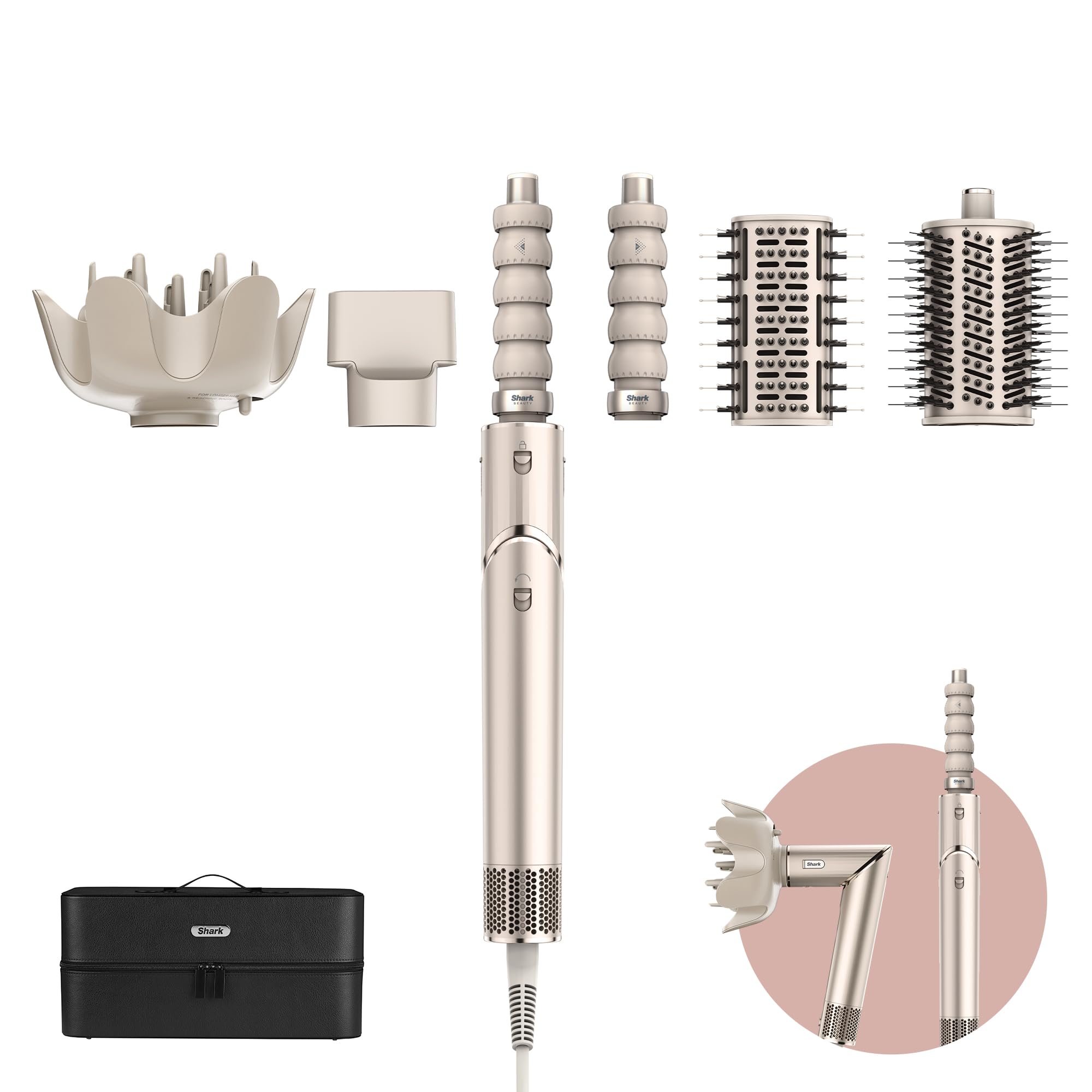 Air styler et sèche-cheveux FlexStyle HD446SLEU 5-en-1 avec boucleurs automatiques brosse plate brosse ovale diffuseur et concentrateur