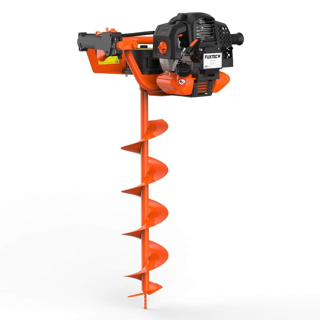 Benzin-Erdbohrer mit 3 PS und 52 cm³ Hubraum, inkl. 100, 150 und 200 mm Bohraufsatz sowie Ölkontrollfenster