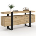 Buffet Phoenix XXL 180 cm avec 4 portes 3 tiroirs et étagères réglables en bois et noir style industriel