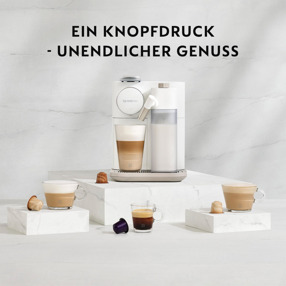 Kaffeemaschine Gran Lattissima mit Milchaufschäumer, 1,3 L, weiß, für 9 Kaffee- und Milchgetränke