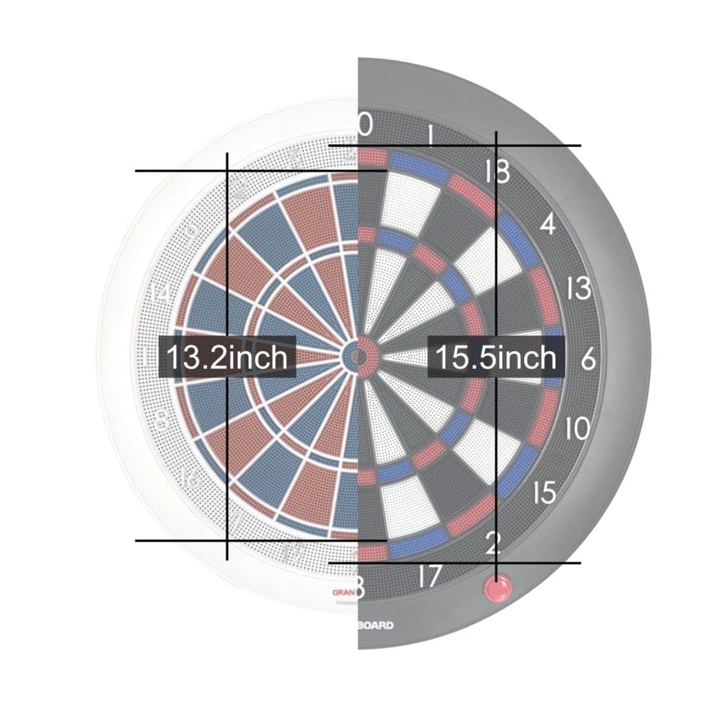 Elektronisches Dartboard 132 13,2 Zoll Bluetooth 4.0 Softdarts bis 18 g USB-Kabel Wandmontageschablone