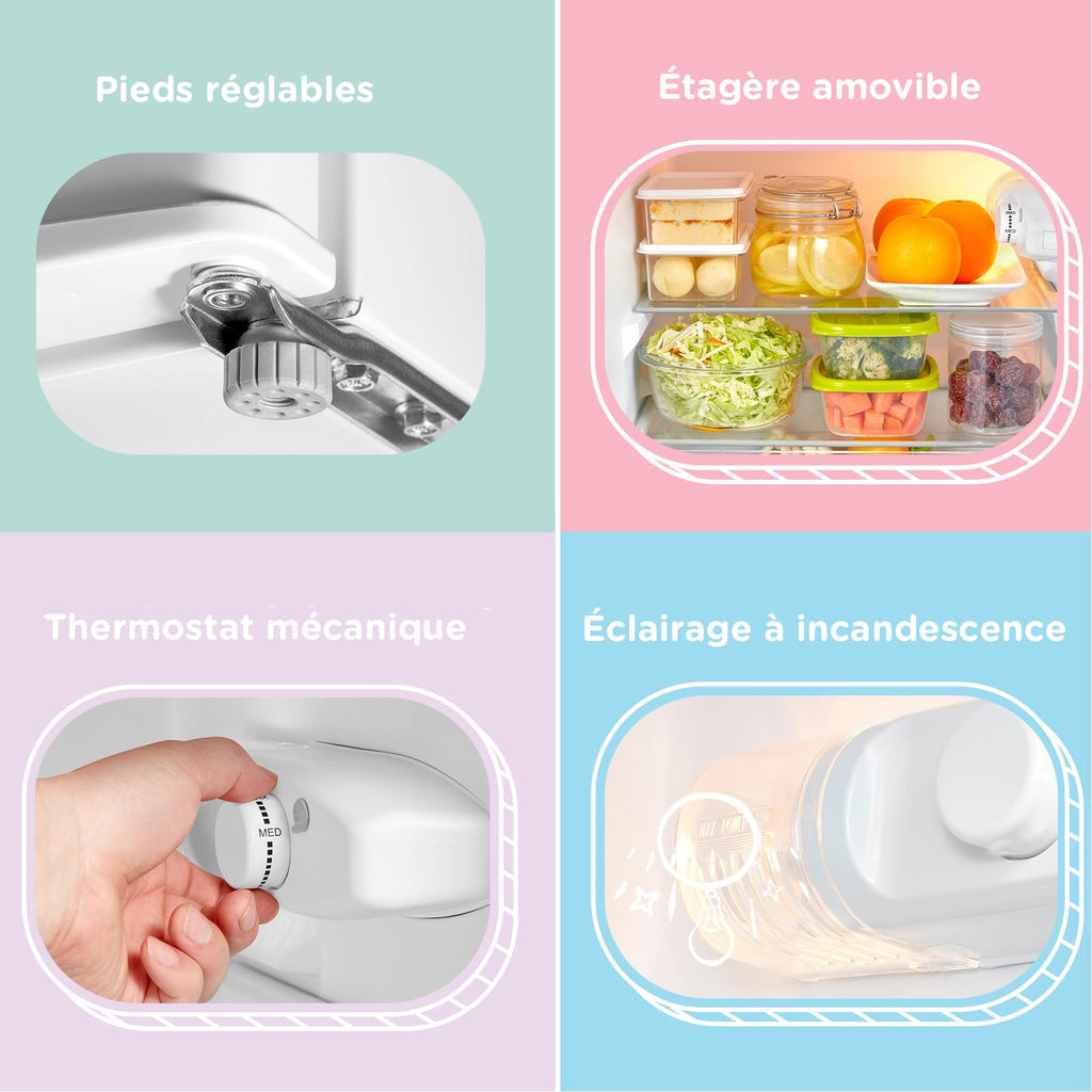 Réfrigérateur Congélateur Combiné 87L RCT87WH2(E) 2 Portes Avec Éclairage Intérieur et Porte Réversible