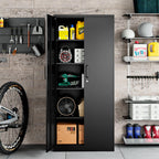 Aktenschrank abschließbar mit 2 Türen und 4 verstellbaren Einlegeböden, Stahlschrank 170x78x39 cm in Schwarz
