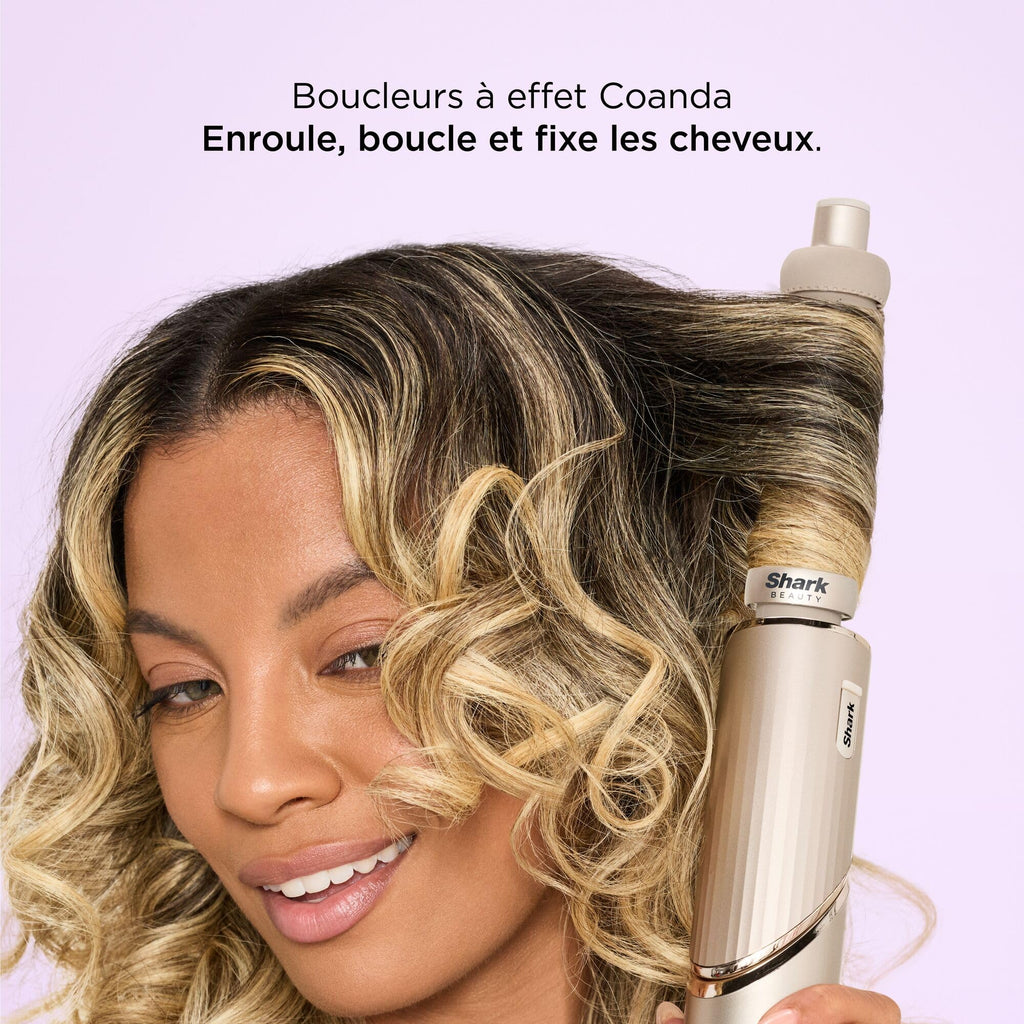 Air styler et sèche-cheveux FlexStyle HD446SLEU 5-en-1 avec boucleurs automatiques brosse plate brosse ovale diffuseur et concentrateur