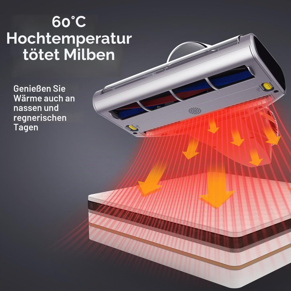 Milbensauger BX7 Pro mit 700 W, UV-C-Licht und Ultraschall, 16 kPa Absaugung für Matratze, Sofa und Bett