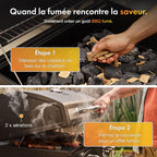 Barbecue charbon XL avec couvercle grill et fumoir 2 en 1 grille en fonte thermomètre intégré