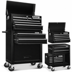 Servante d'atelier mobile avec valise 9 compartiments verrouillables en acier avec 8 tiroirs et rangement outils