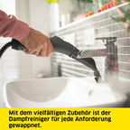 Dampfreiniger SC 4 EasyFix 3,5 bar mit Bodenreinigungsset 2 Verlängerungsrohren Bodendüse und Mikrofaser-Bodentuch