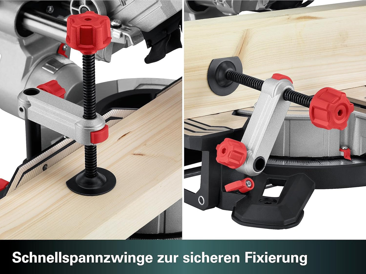 Kapp- und Gehrungssäge KGS 305 M 305 mm Sägeblatt Zugfunktion LED-Schnittlinie beidseitige Neigung bis 47° mit Tischverbreiterungen
