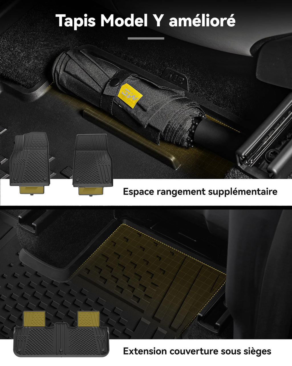 Tapis de sol pour Tesla Model Y Juniper 2025 2026 set 4 pièces en TPE imperméable antidérapant ajustement précis