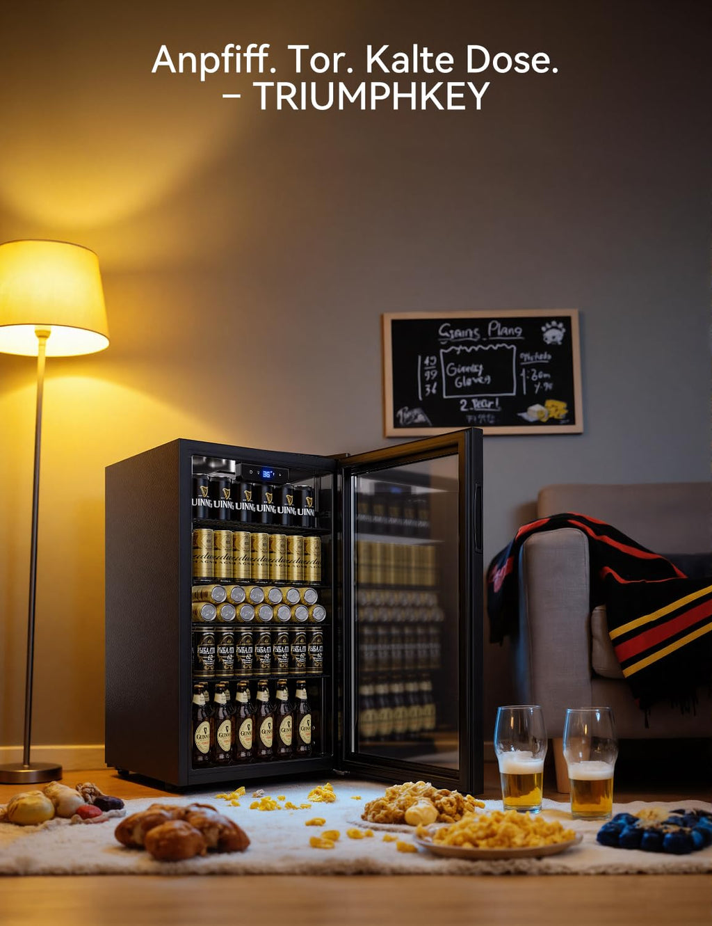 Getränkekühlschrank 86 L freistehend mit 4 verstellbaren Ablagen digitaler Temperaturregelung 1–18 °C LED-Beleuchtung und Frostfrei