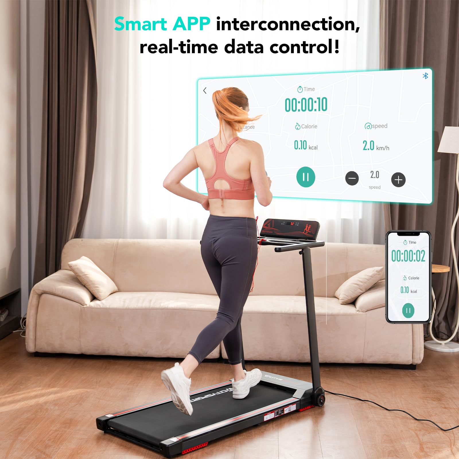 Tapis de course pliable CS-WP9 vitesse 12 km/h écran LED Bluetooth support tablette capacité 120 kg