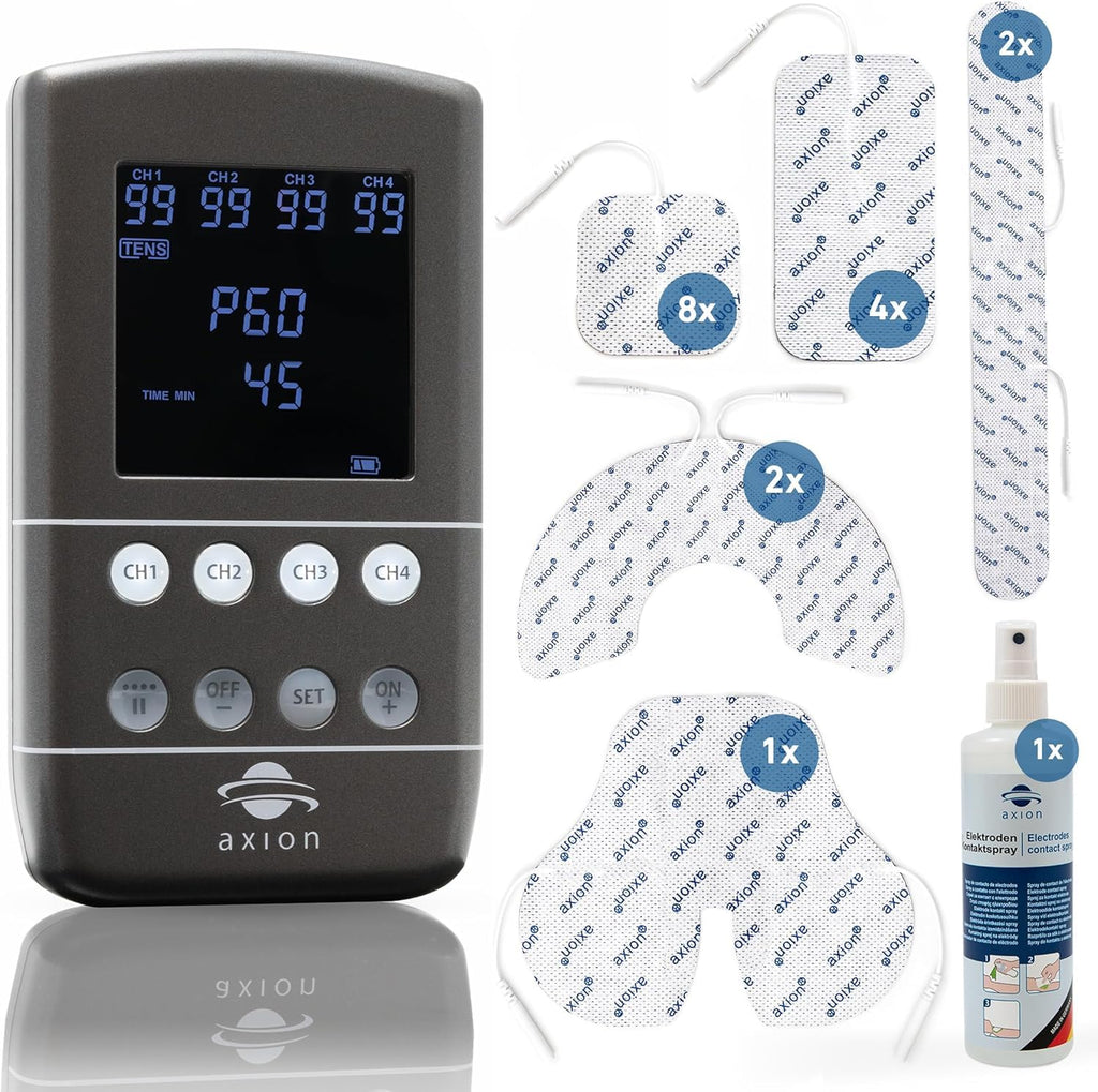 TENS-EMS Kombigerät X9B 4 Kanäle 60 Programme 99 Intensitätsstufen mit 12 Elektroden Ladegerät und Softcase