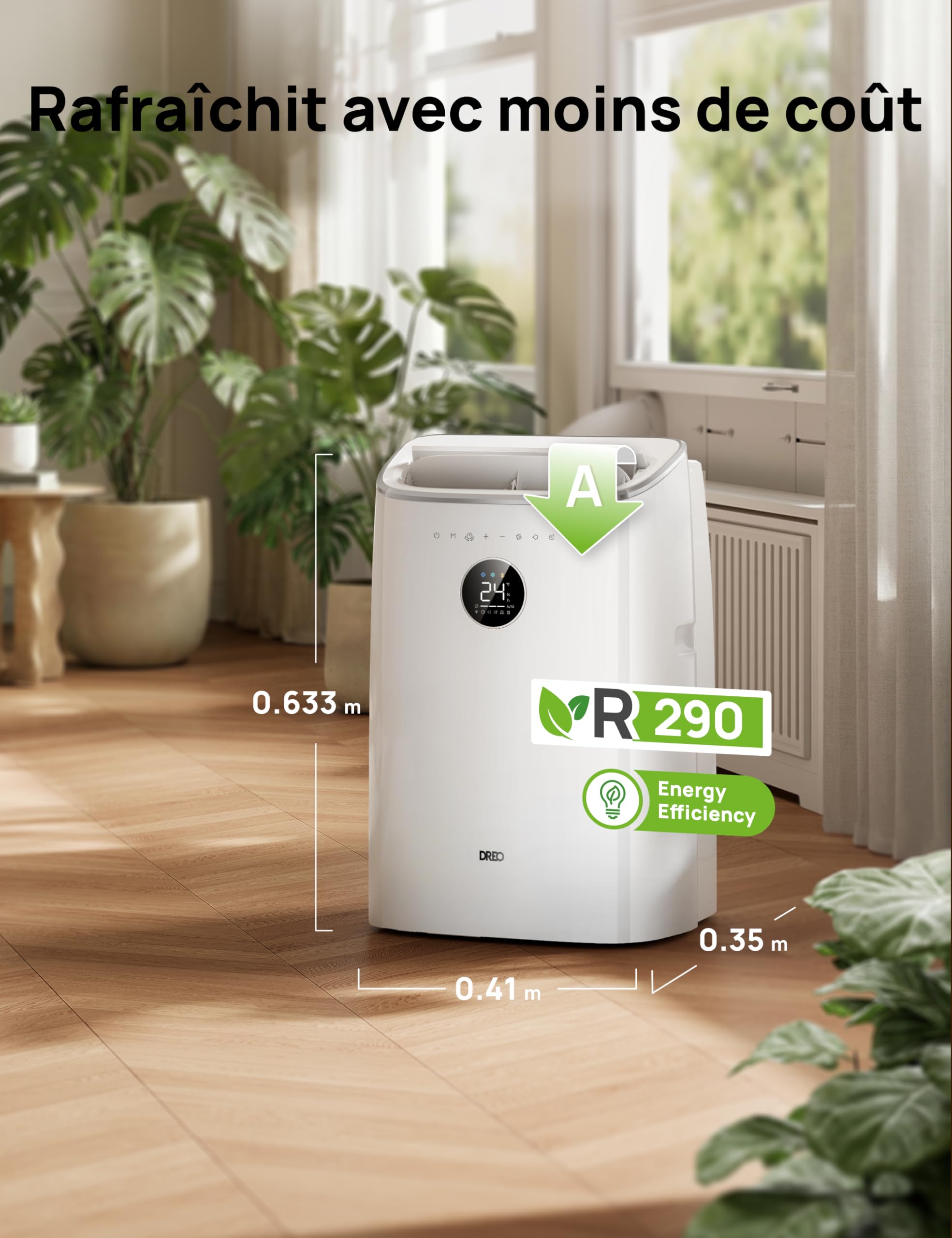 Climatiseur mobile AC318S 7500 BTU 3-en-1 refroidissement ventilation déshumidification avec contrôle WiFi et kit fenêtre