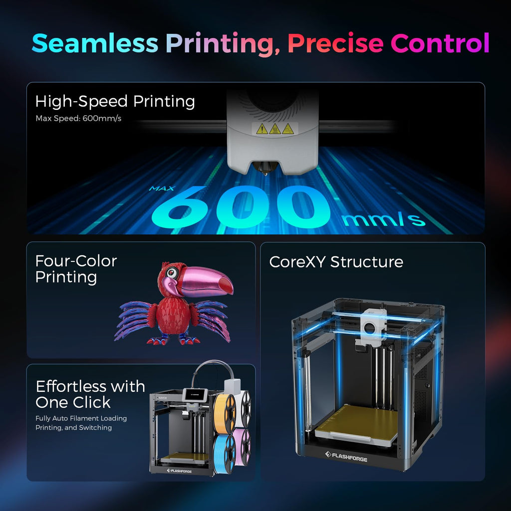 Imprimante 3D Adventurer 5X AD5X impression multicolore nivellement automatique vitesse 600 mm/s volume 220x220x220 mm