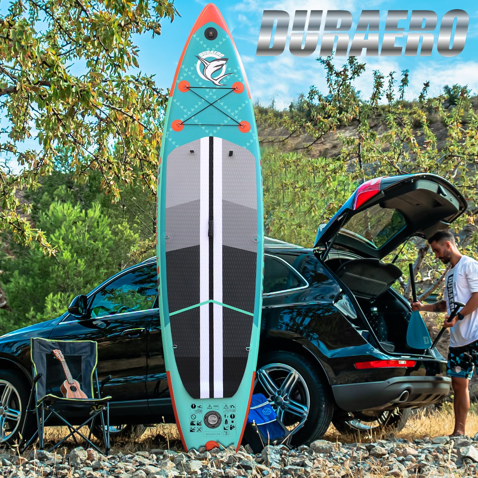 Planche SUP gonflable 330 x 76 x 15 cm avec siège kayak pagaie réglable 3 ailerons support caméra charge 150 kg