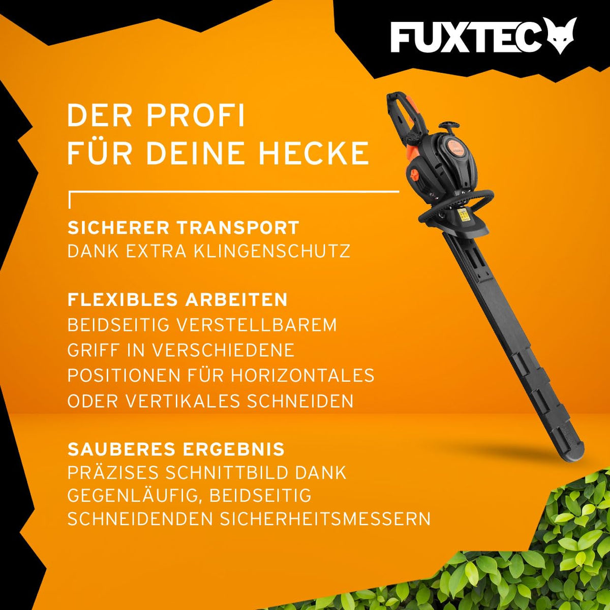 Benzin-Heckenschere FX-MHP126 mit 800 mm Schwertlänge und beidseitig verstellbarem Griff