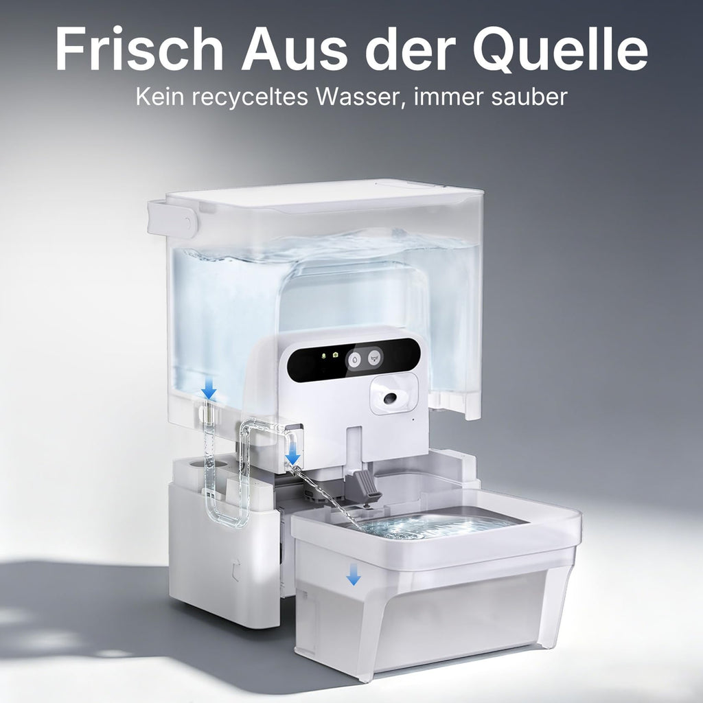 Katzen Trinkbrunnen EverSweet Ultra 5 L mit KI-Kamera Frisch- und Abwassertrennung App-Steuerung 2,4 und 5 GHz WLAN