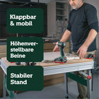 Multifunktionstisch MWB 100, klappbare Werkbank und Montagetisch mit 2 Einhandzwingen, 4 Bankhaken und 2 Eckverbindern