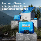 Contrôleur de charge solaire MPPT SmartSolar 100V 50A 12/24V Bluetooth pour système photovoltaïque avec suivi intelligent de puissance