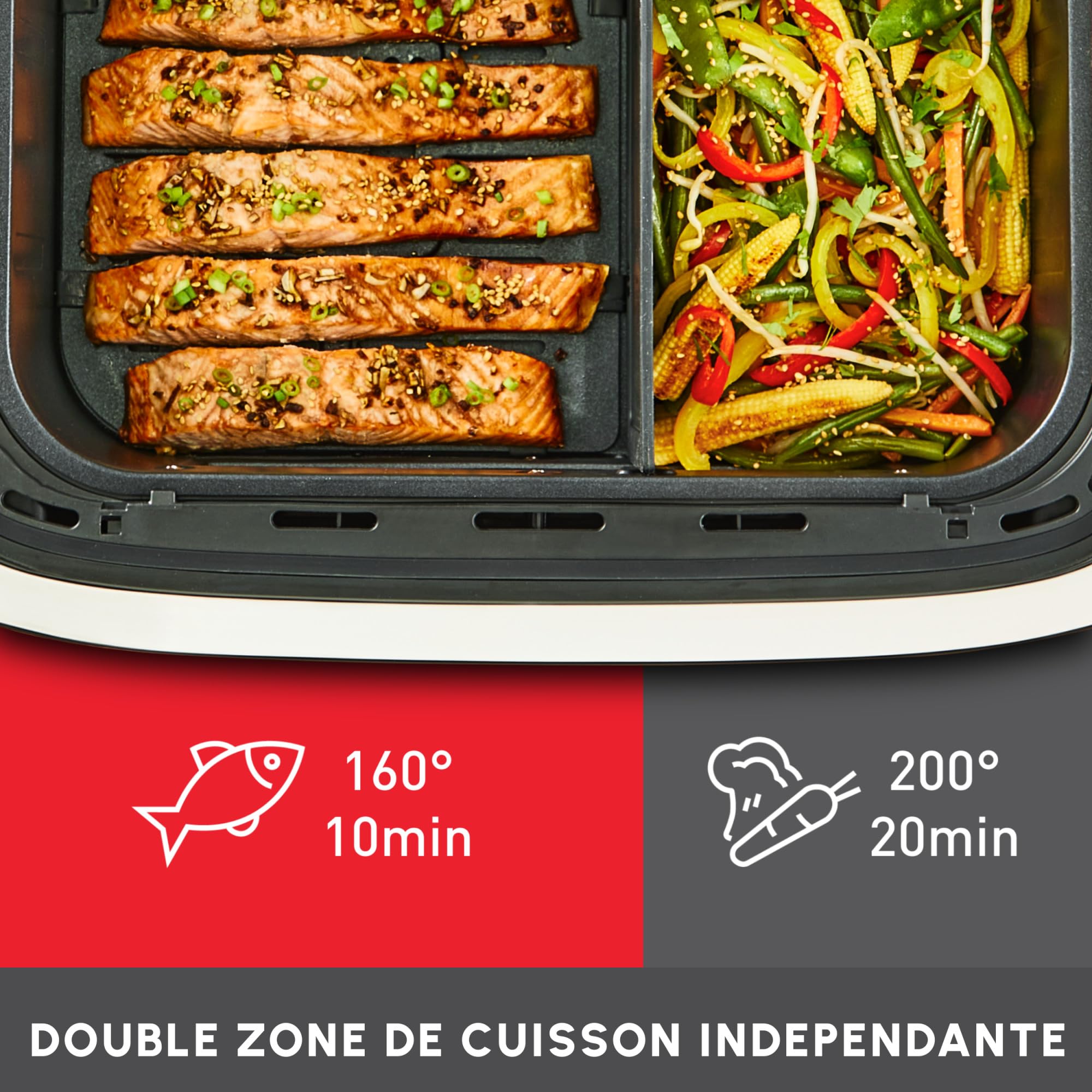 Friteuse sans huile Easy Fry Dual Flex EZ9228F0 9L double zone avec séparateur amovible 2700W