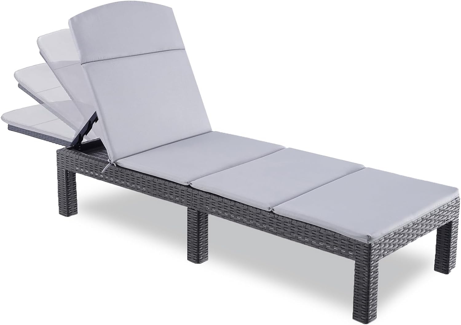 Bain de soleil jardin pliable dossier réglable en résine imitation rotin avec coussin lot de 2 dimensions 186 x 60 x 29 cm