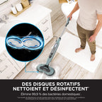 Balai vapeur Steam Mop S8201EUCP 1120W avec tampons rotatifs microfibres réservoir 350ml pour sols durs