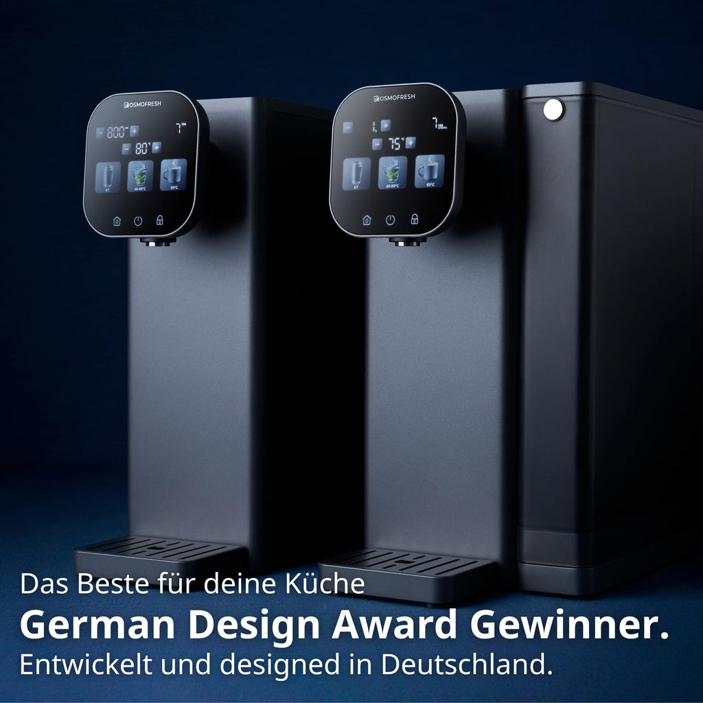 Auftisch Osmoseanlage Fusion Air mit Heißwasserspender 4,7-L-Tank UV-C LED 10-Stufen-Filterung Mineralisierung