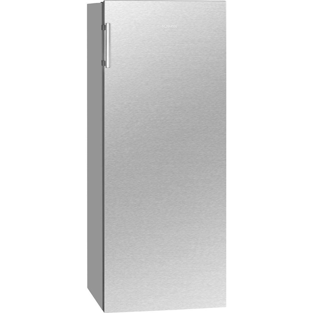 Kühlschrank ohne Gefrierfach 242 L, 143 cm hoch, Energieklasse E, 0 °C bis +8 °C, leise 40 dB, inox
