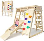 Klettergerüst klappbar für Kinder ab 1 Jahr, 10-in-1 Indoor Spielplatz aus Kiefernholz