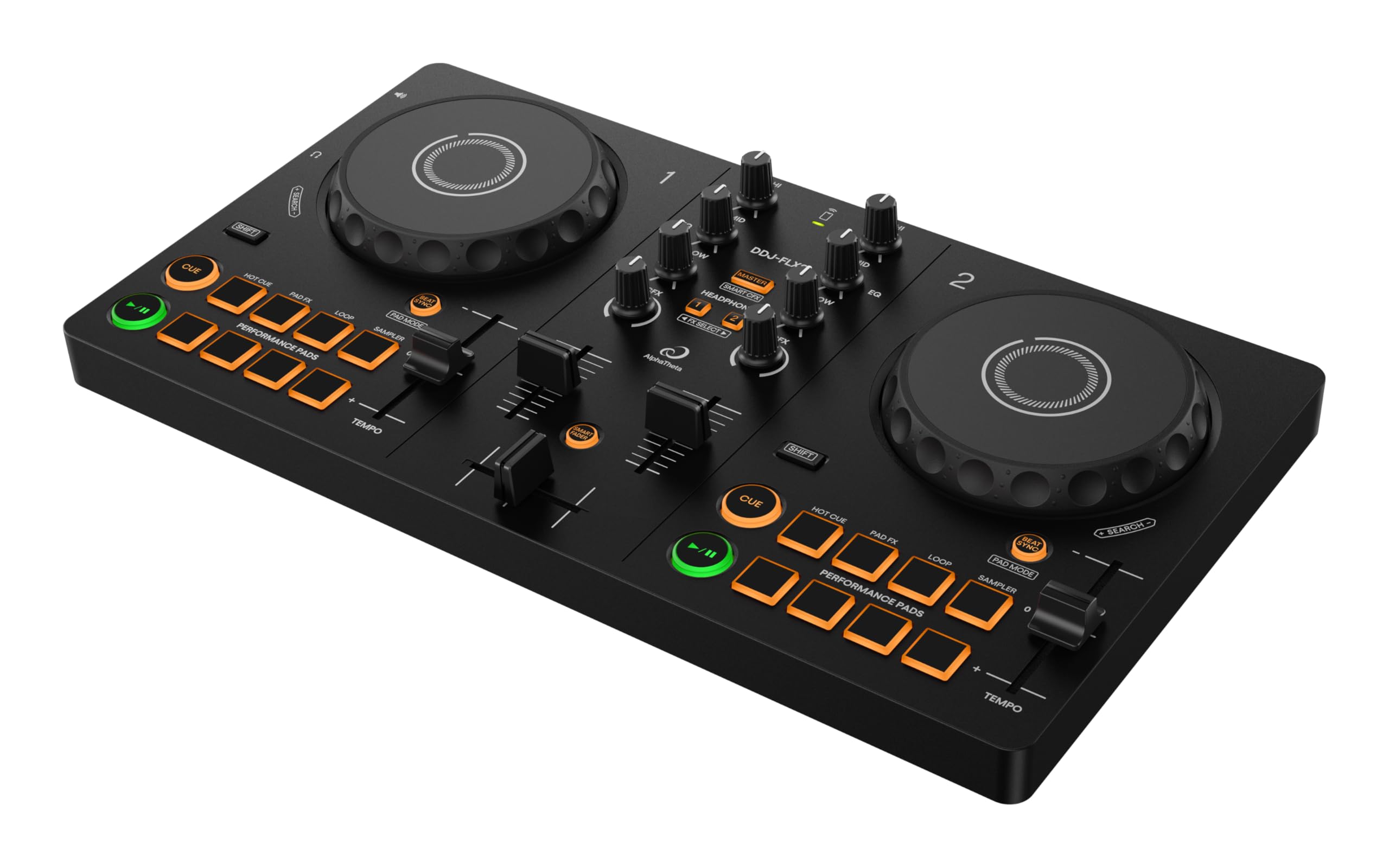 Contrôleur DJ 2 canaux DDJ-FLX2 compact avec connexion USB compatible PC Mac smartphone et tablette