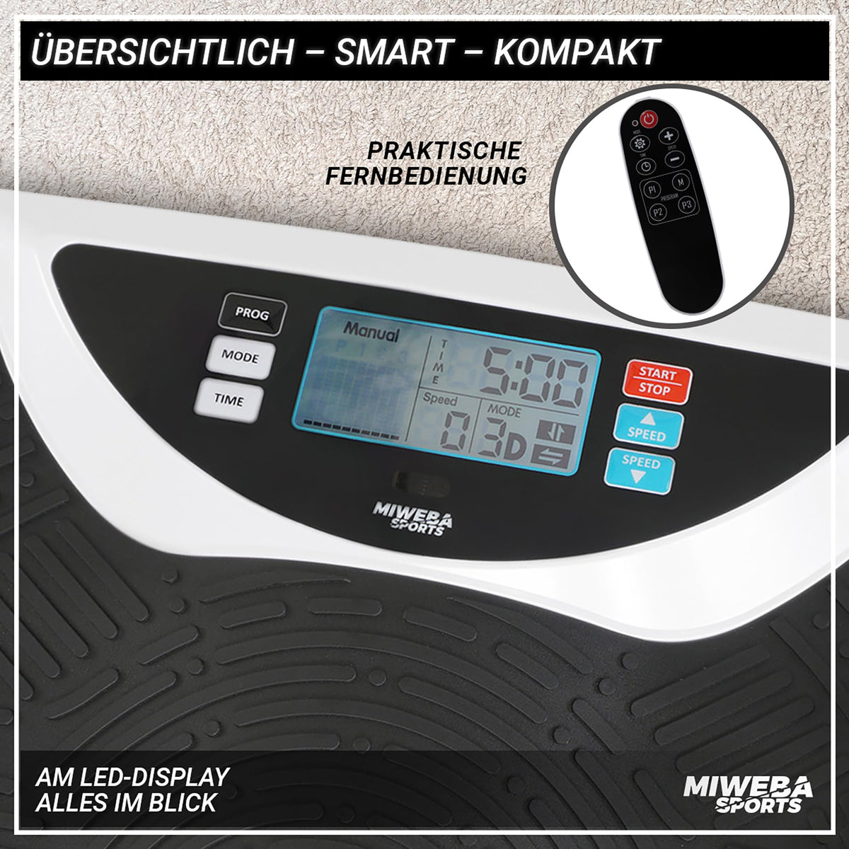 Vibrationsplatte Fitnessgerät mit 800 W, 4D-Vibration und Fernbedienung, 120 kg Tragkraft