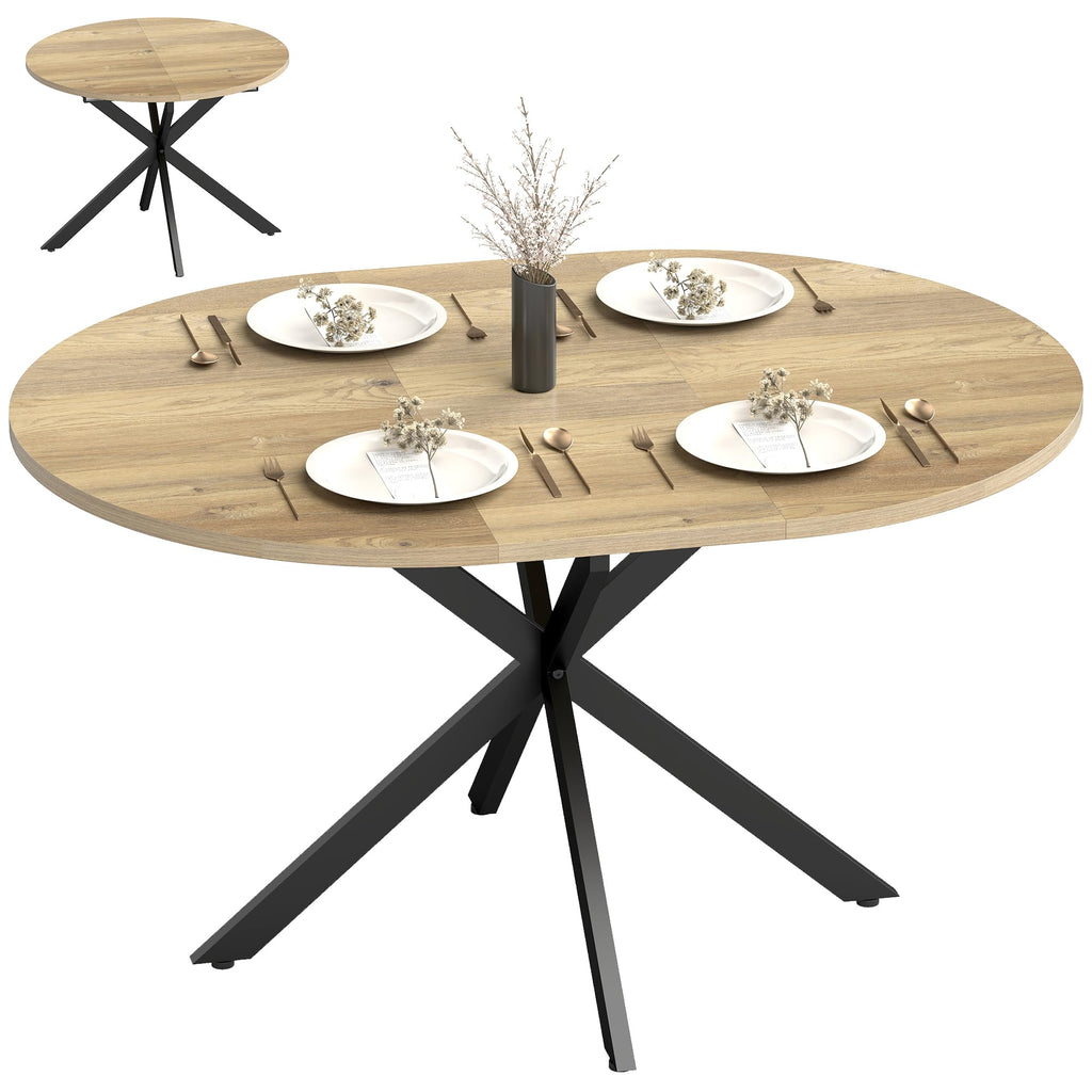 Ausziehbarer Esstisch 100/135 x 100 cm für 4–6 Personen mit Butterfly-Einlegeplatte und X-förmigem Gestell