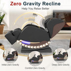 Massagesessel mit 14 Massagerollen und 8 Airbags, Zero-Gravity-Funktion sowie Wärmefunktion für Beine und Taille, Bluetooth-Lautsprecher und