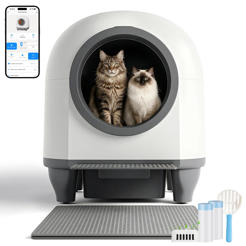 Litière chat autonettoyante automatique Pura Max 90L avec contrôle APP WiFi bac à litière pour plusieurs chats entrée basse