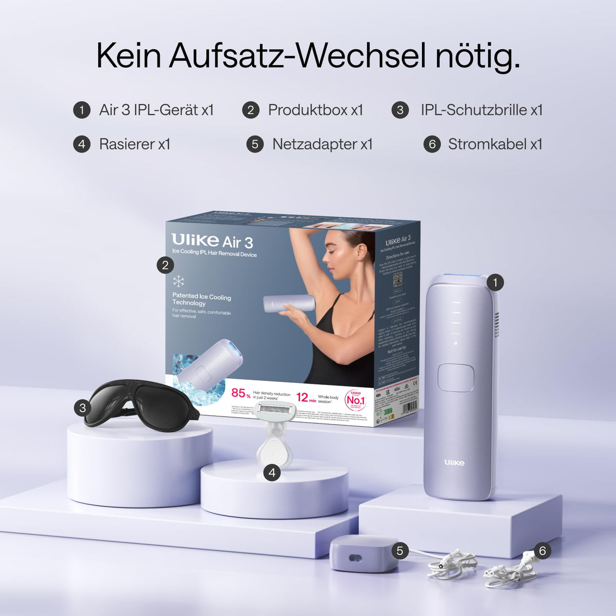 IPL Haarentfernungsgerät Gesicht Körper Saphir-Kühlung 3 Modi Auto-Modus 550–1200 nm 90 Lichtimpulse/min